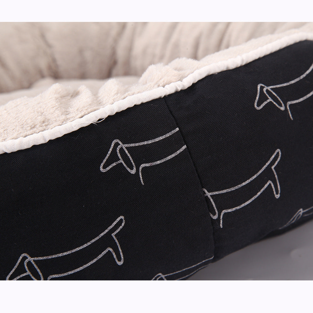 Comfortable round dog bed with plush cushioning for small to medium-sized pets.