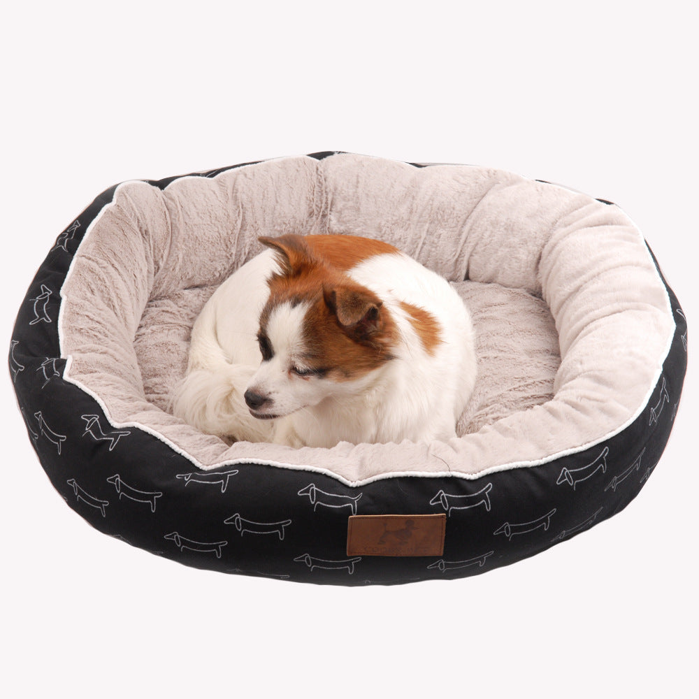 Stylish and cozy round dog bed perfect for a restful sleep.