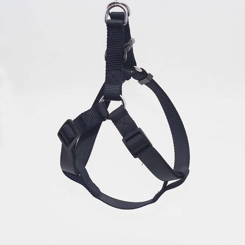 Thick wear-resistant pet chest harness with adjustable straps and sturdy buckles - durable dog harness - Black