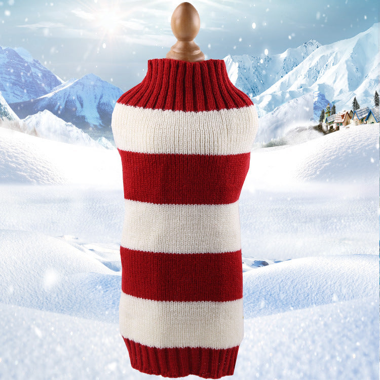 Woollen Pet Jumper - Large Red Stripe