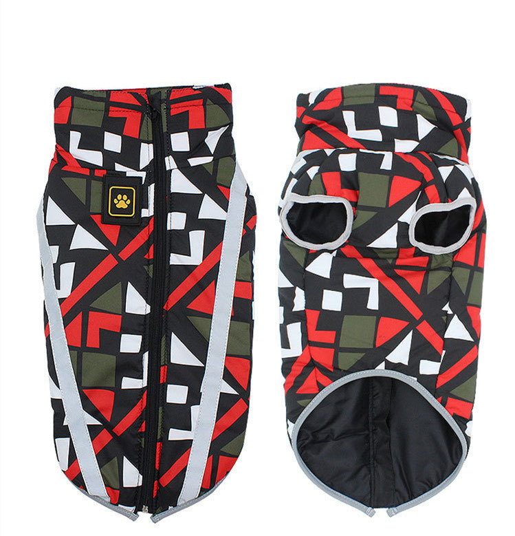 Warm Dog Coats - Geometric Red