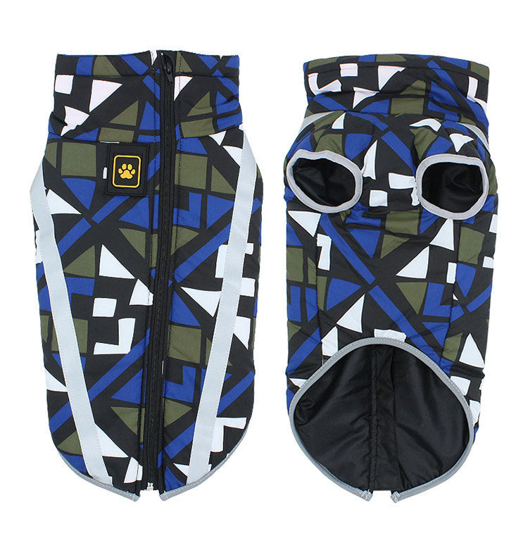 Warm Dog Coats - Geometric Blue