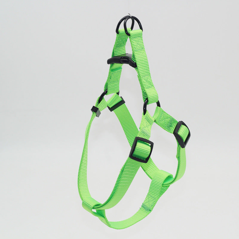 Thick wear-resistant pet chest harness with adjustable straps and sturdy buckles - durable dog harness - green