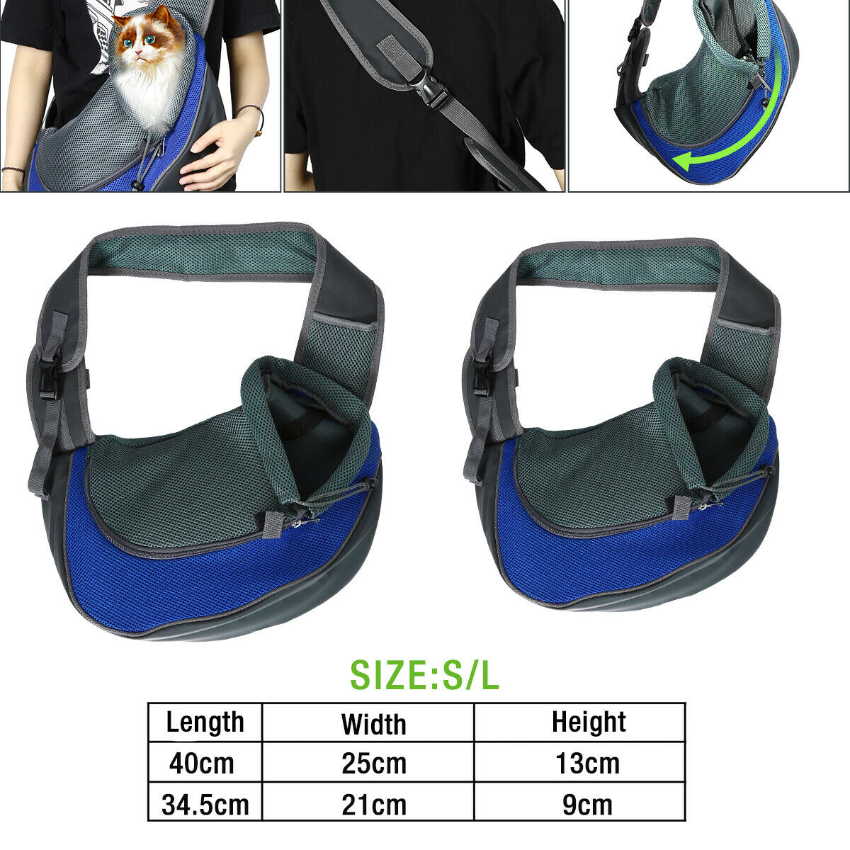 Dog Carrier Bag - Size Chart