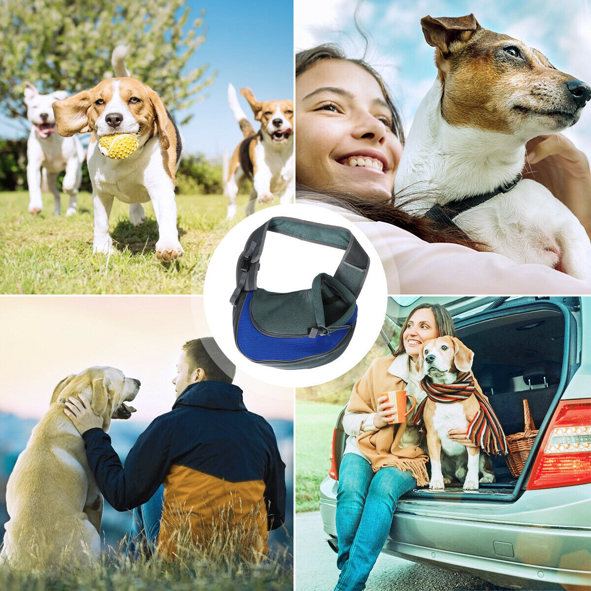 Dog Carrier Bag - Blue and dog adventures