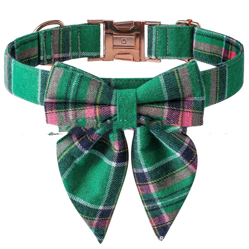 Stylish dog collar with bow and metal buckle for secure fit