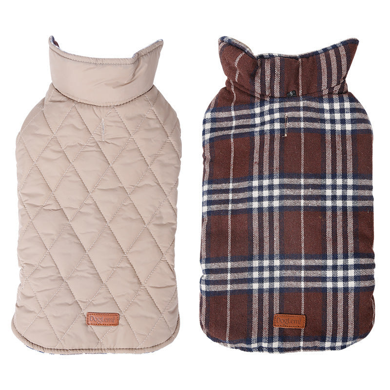 Reversable Quilted Dog Jacket - Brown