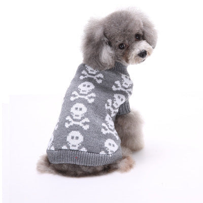 Pet Jumper - Grey with cute White Skull and Crossbones