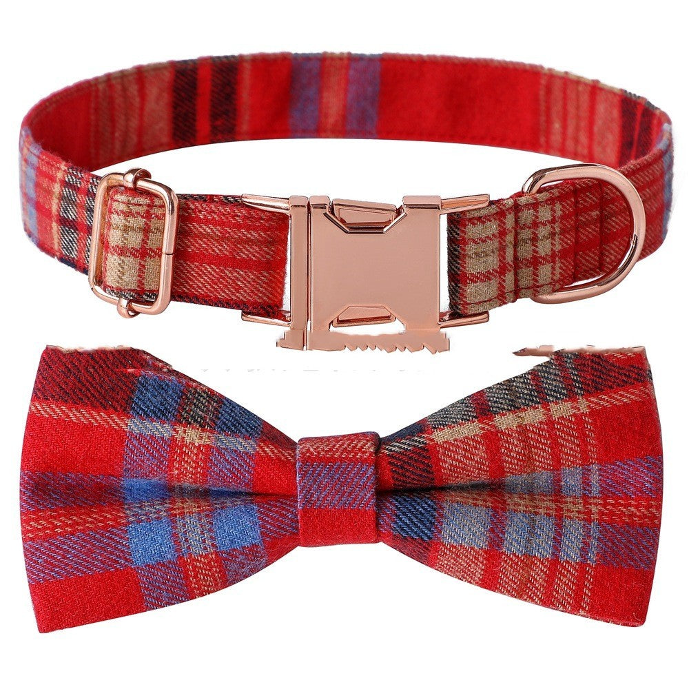 Elegant pet bow collar with durable metal buckle for dog