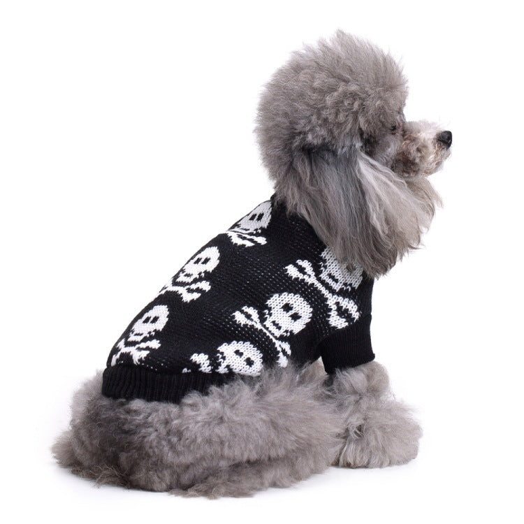 Pet Jumper - Black with cute White Skull and Cross Bones