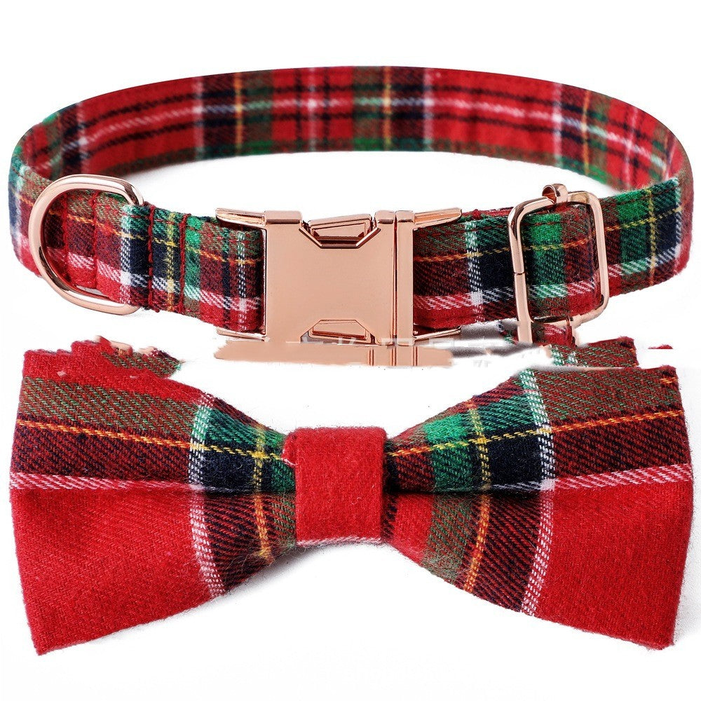 Fashionable pet collar with bow tie design and strong metal clasp