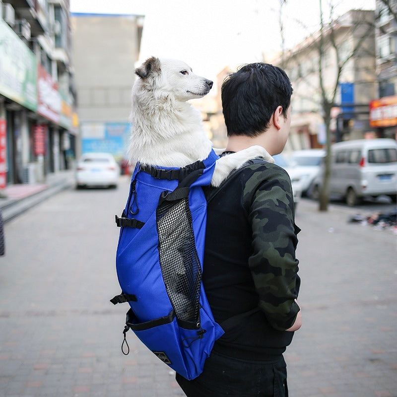 Portable Pet Dog Carrier Bag - Comfortable Backpack - Blue with Dog