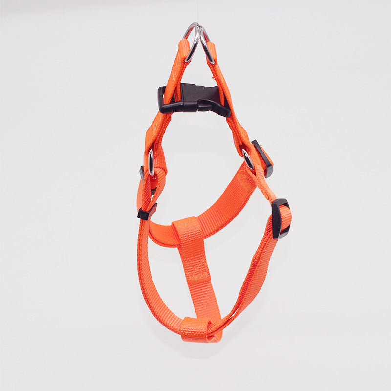 Thick wear-resistant pet chest harness with adjustable straps and sturdy buckles - durable dog harness - orange
