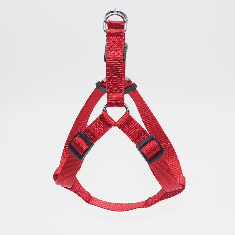 Thick wear-resistant pet chest harness with adjustable straps and sturdy buckles - durable dog harness - Red