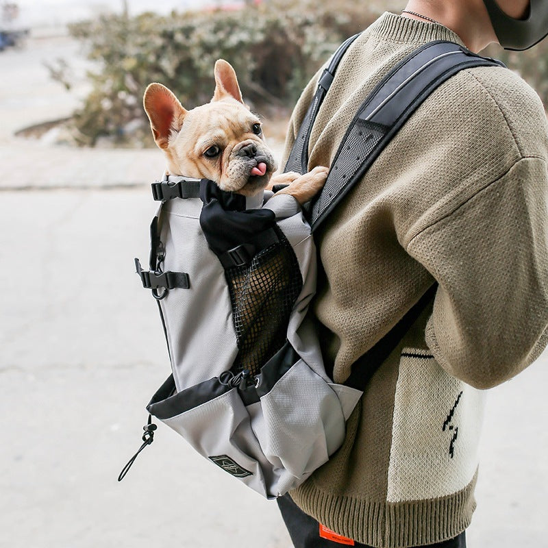 Portable Pet Dog Carrier Bag - Comfortable Backpack with French Bulldog