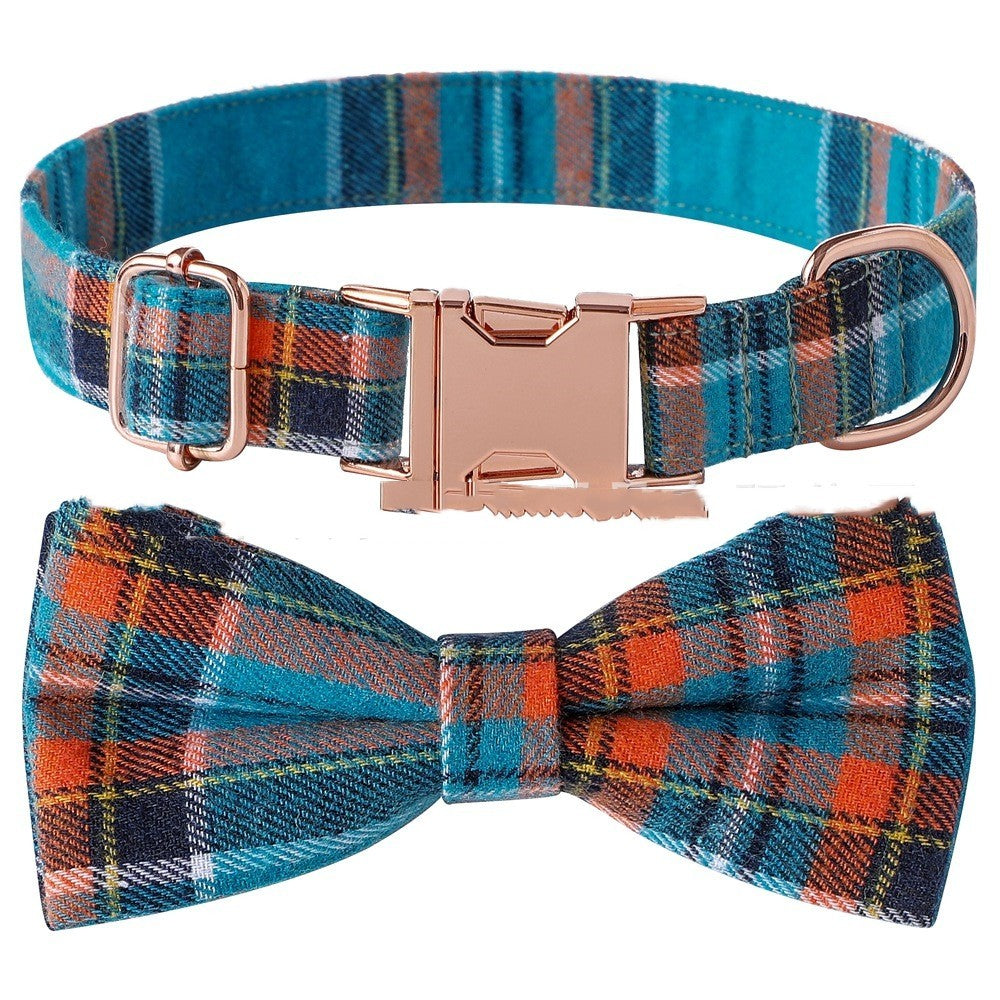 Fashionable pet collar with bow tie design and strong metal clasp
