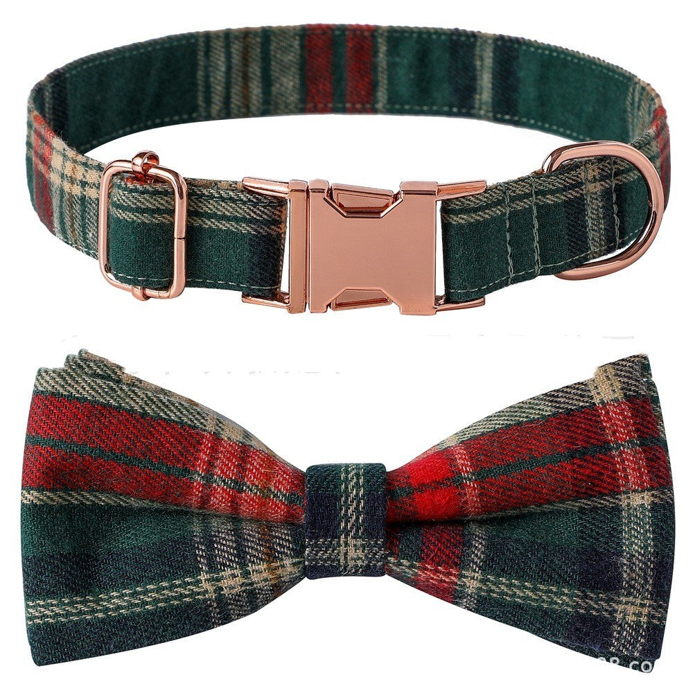Fashionable pet collar with bow tie design and strong metal clasp