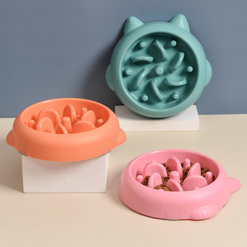 Slow Feeder Bowl - Orange, Green and Pink