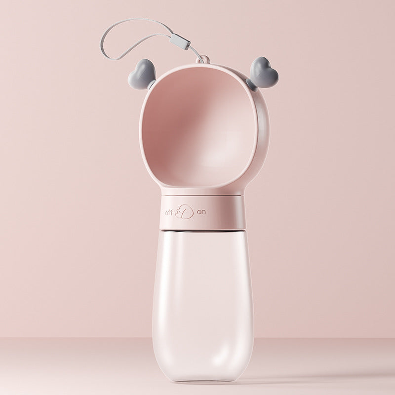 2 In 1 Dog Water Bottle Dispenser - Small Pink