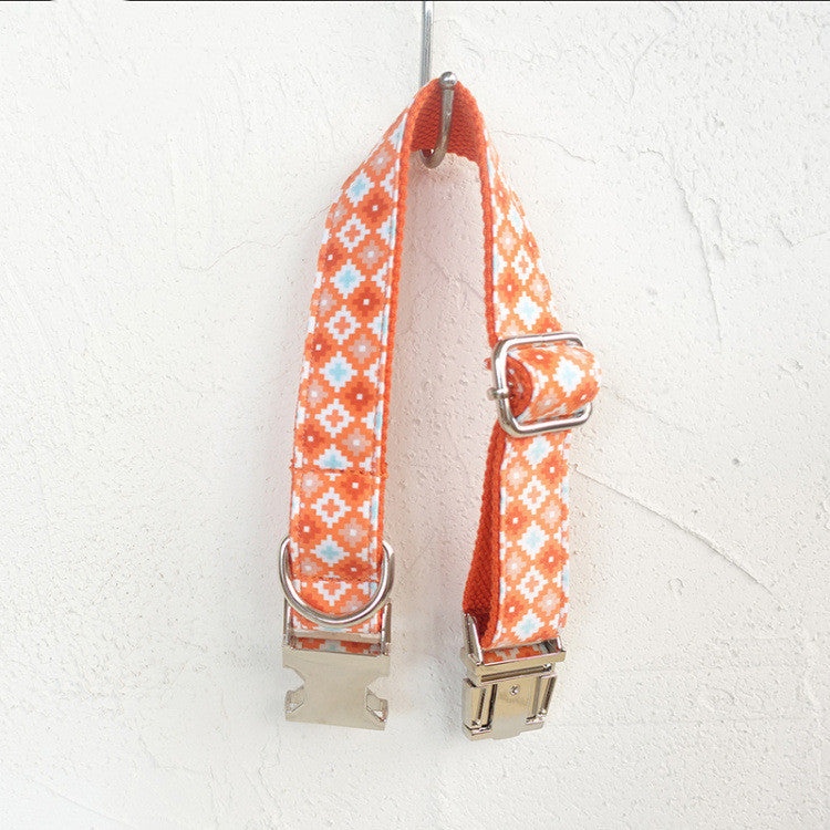 Stylish Orange Dog Collar and Lead Set