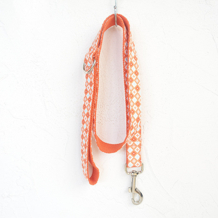 Stylish Orange Dog Collar and Lead Set