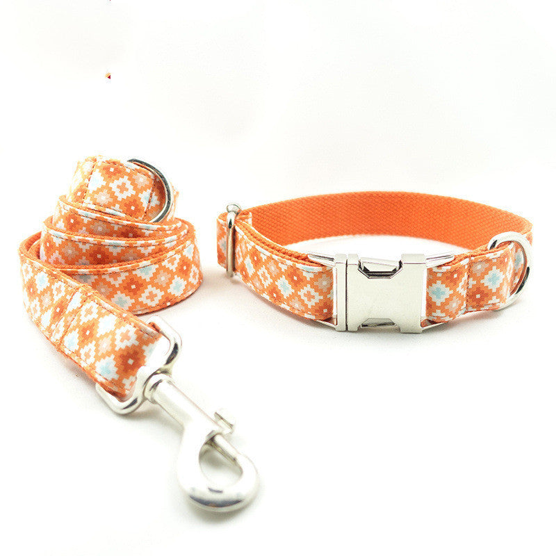 Stylish Orange Dog Collar and Lead Set