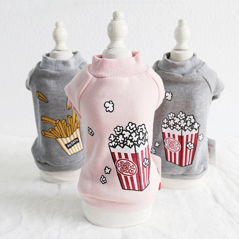 Popcorn & Chips Winter Warm Pet Hoodie - Grey and Pink