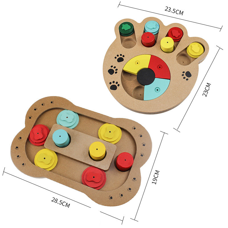 Wooden Dog Educational Toy: Bone & Paw Print Design