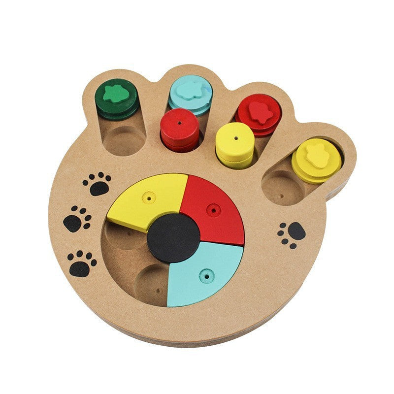 Wooden Dog Educational Toy: Bone & Paw Print Design