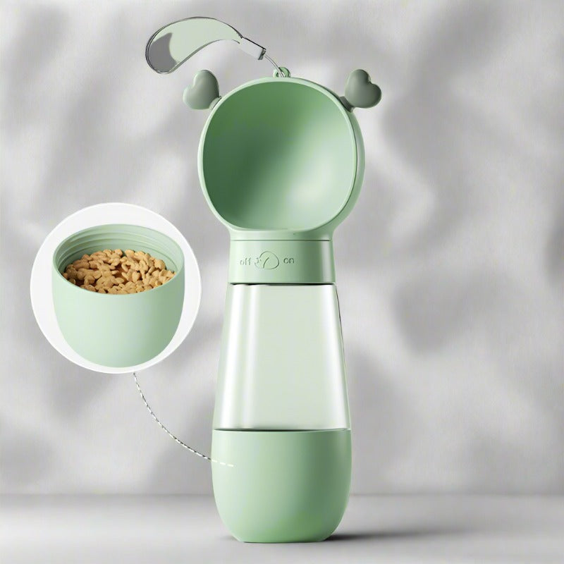 2 In 1 Dog Water Bottle Dispenser - Green Snack