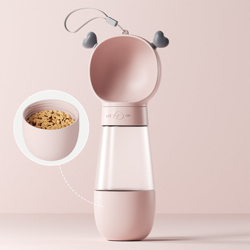 2 In 1 Dog Water Bottle Dispenser - Pink Snack