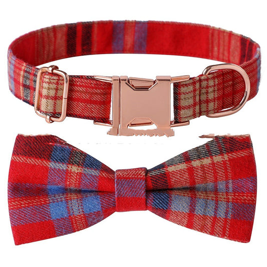 Elegant pet bow collar with durable metal buckle for dog