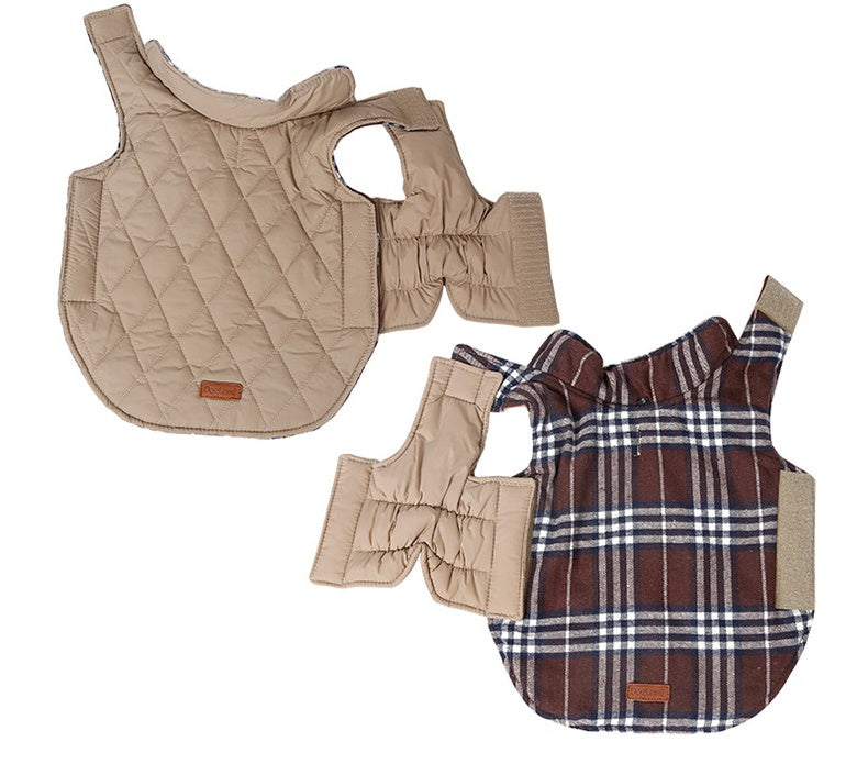 Reversable Quilted Dog Jacket - Beige