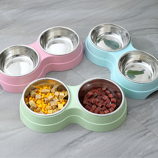 Double Pet Bowls - Pink, Blue and Green