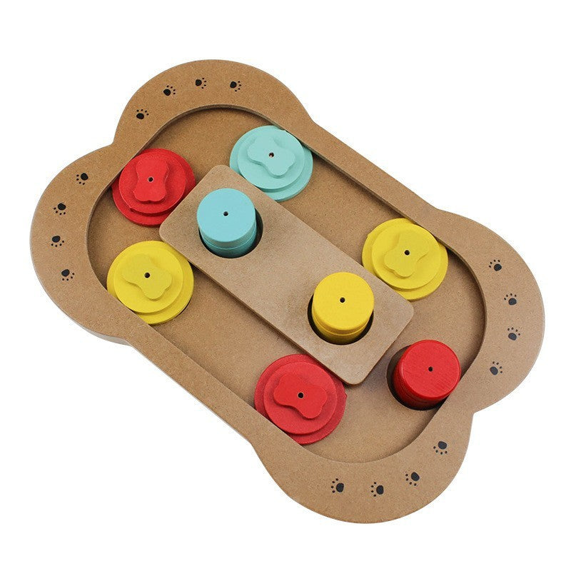 Wooden Dog Educational Toy: Bone & Paw Print Design
